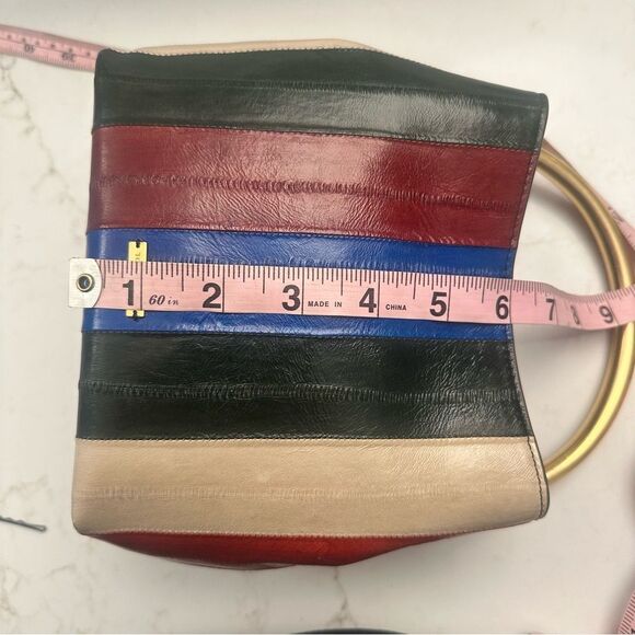 TORY BURCH Sydney Patchwork Eel Leather Bucket Bag In Multi - Picture 15 of 15